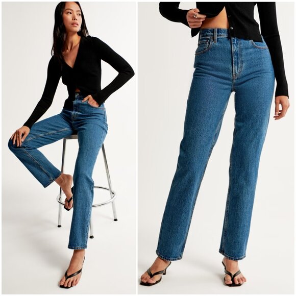Abercrombie & Fitch 90s Straight Jean Ultra High Rise size 30/10 Reg - Picture 1 of 14